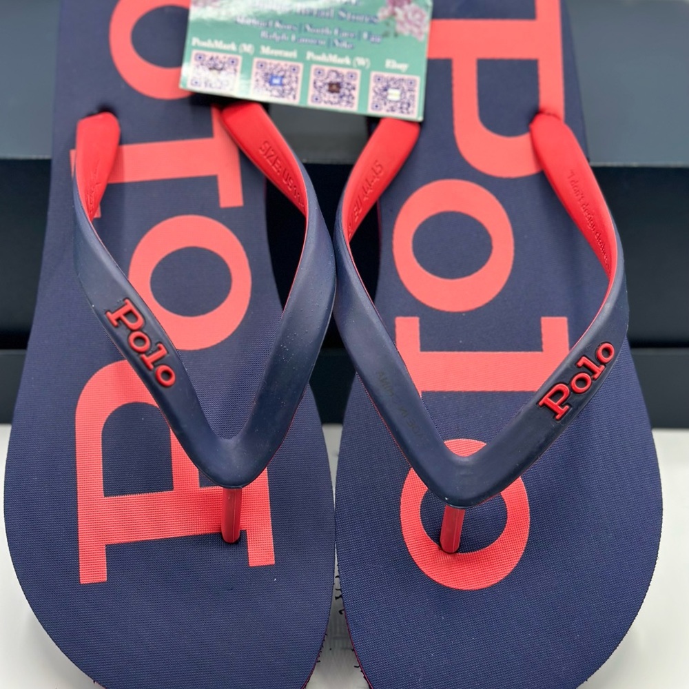 POLO RALPH LAUREN FLIP FLOPS (11) NO BOX BLUE/RED